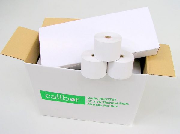 CALIBOR THERMAL PAPER 57X75 50 ROLLS/BOX